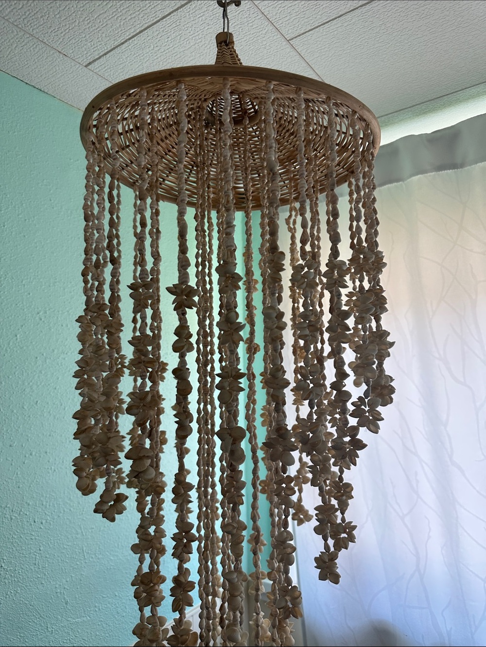 Vintage Boho Cascading Seashell Chandelier Mobile - 35” Coastal Beach Decor - Picture 4 of 5